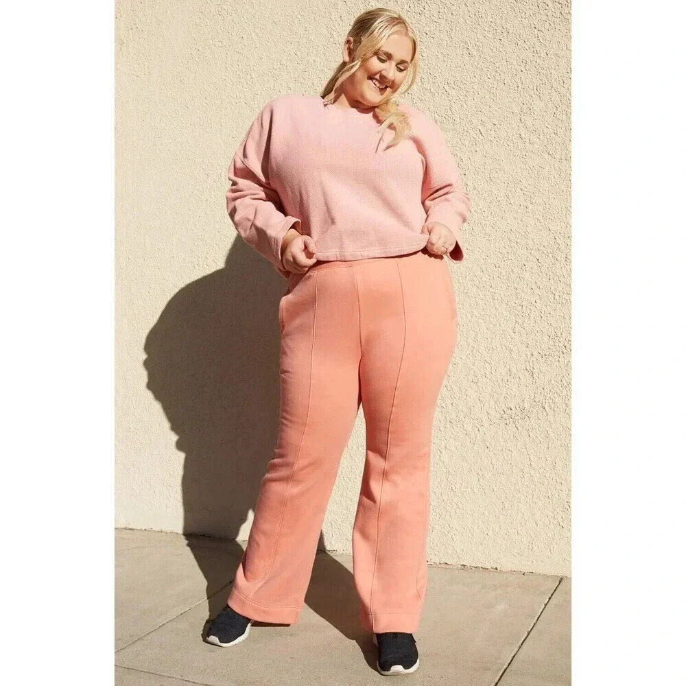Fabletics Flare Leg Jogger Sweat Pants PlusSize 3X Peach Tuscan Clay Comfort NWT